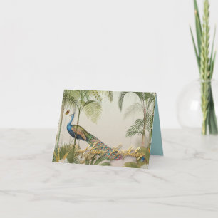 Pfau mit Schmetterlingen Alles Gute zum Geburtstag Karte