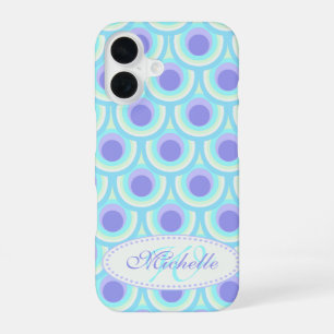 Pfau Muster lila blau Name iPhone 16 Hülle