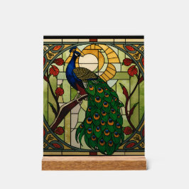 Pfau Nouveau Acrylglas-Wandkunst im Stil von Buntg Acrylschild