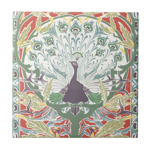 Pfau Nouveeau Fliese (Vorderseite)