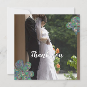 Pfau Paisley Hochzeit Danke Foto Karten