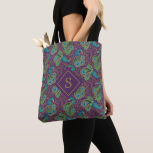 Pfau Paisley Königlich Violett Monogramm
