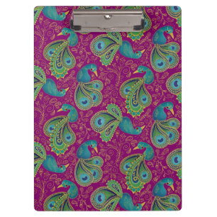 Pfau Paisley Muster Rosa Klemmbrett