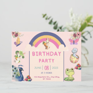 Pfau Patina und schöne Tiere Geburtstag Einladung