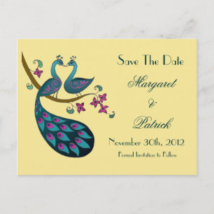 Pfau-Peahen Save the Date Postkarte, Strohhalm Ankündigungspostkarte