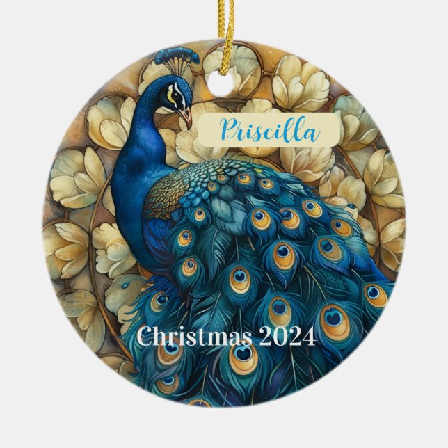 Pfau Personalisierter Weihnachtsschmuck (Vorne)
