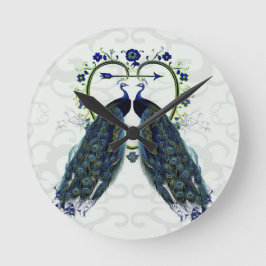 PFAU Pfau Liebe Herz personalisiert Runde Wanduhr