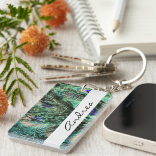 Pfau, Pfau, Pfau-Schwanz, Ihr Name Schlüsselanhänger