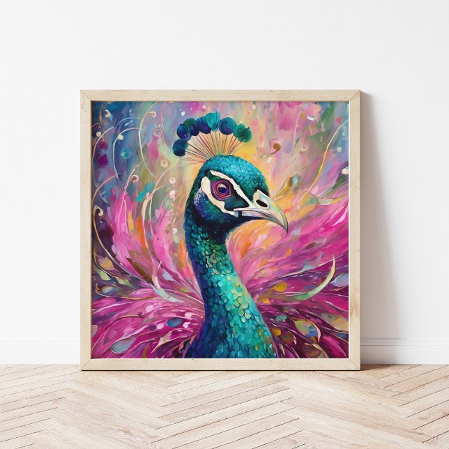 Pfau Pfimsischer Moderne Impressionistische Kunst Poster (Von Creator hochgeladen)