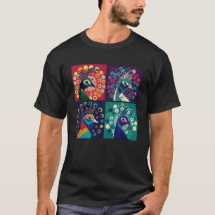 Pfau Pop Illustration Farbige Tierfrauen T-Shirt