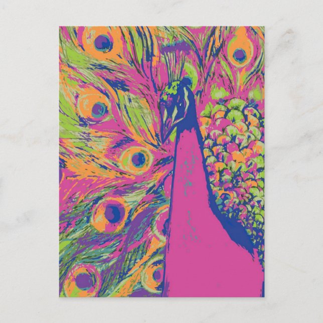Pfau Pop Postkarte (Vorderseite)