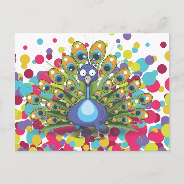 Pfau Postkarte (Vorderseite)