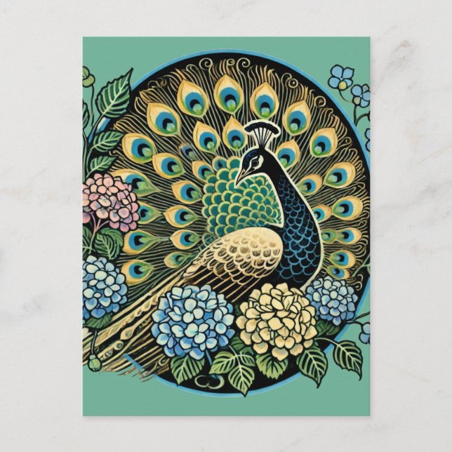 Pfau Postkarte (Vorderseite)