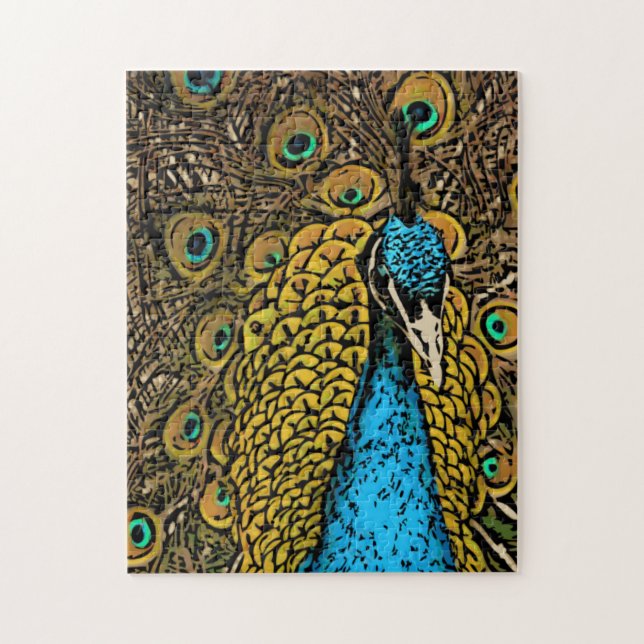 Pfau-Pracht-Illustration Puzzle (Vertikal)