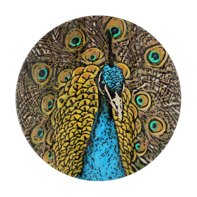 Pfau-Pracht-Illustration Schneidebrett (Vorderseite)