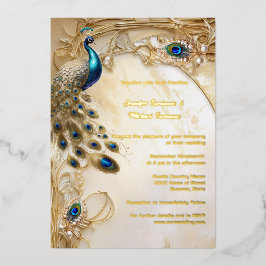 Pfau reale Folie Vintage Federn Art Nouveau Folieneinladung