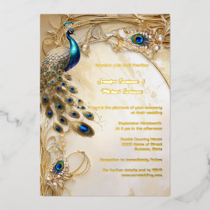 Pfau reale Folie Vintage Federn Art Nouveau Folieneinladung