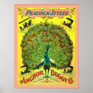 Pfau redet ~ Anker-Buggy Co. ~ Vintage Anzeige an Poster
