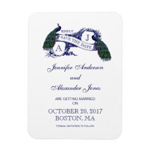 Pfau Rustikal Hochzeitstermin Magnet