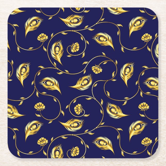 Pfau-Sari-Muster Rechteckiger Pappuntersetzer (Vorderseite)