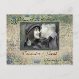 Pfau Save the Date Foto Postkarte