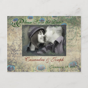 Pfau-Save the Date Foto-Postkarte Ankündigungspostkarte