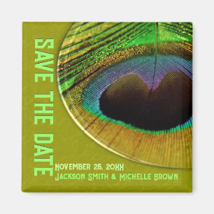 Pfau Save the Date Grüner Magnet