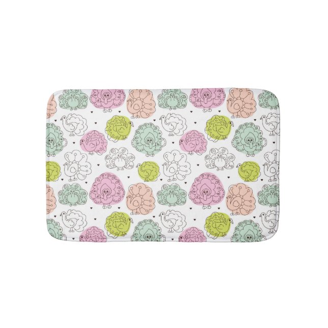 Pfau scherzt die Vintage Tapete Badematte (Vorderseite)