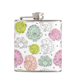 Pfau scherzt die Vintage Tapete Flachmann