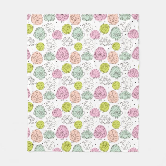 Pfau scherzt die Vintage Tapete Fleecedecke (Vorderseite)