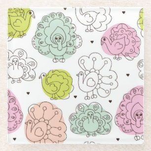 Pfau scherzt die Vintage Tapete Glasuntersetzer