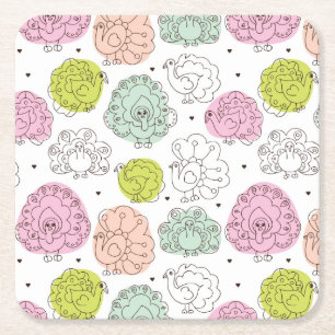 Pfau scherzt die Vintage Tapete Rechteckiger Pappuntersetzer