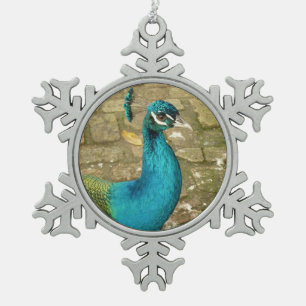 Pfau Schöne Naturfotografie Schneeflocken Zinn-Ornament