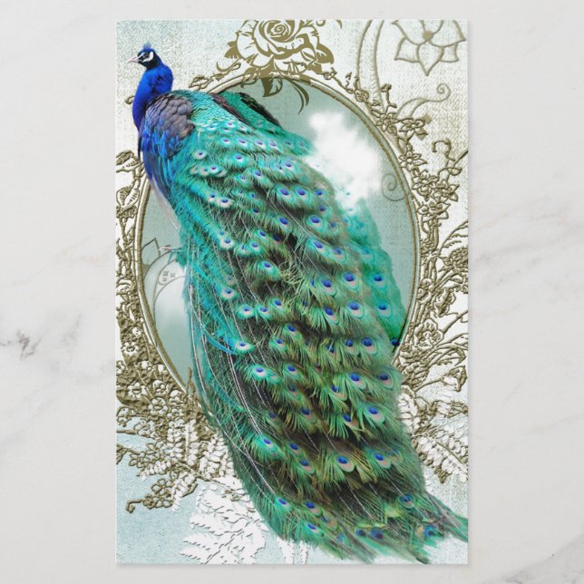 Pfau schöner türkis-Vintager Schabvogel (Vorderseite)