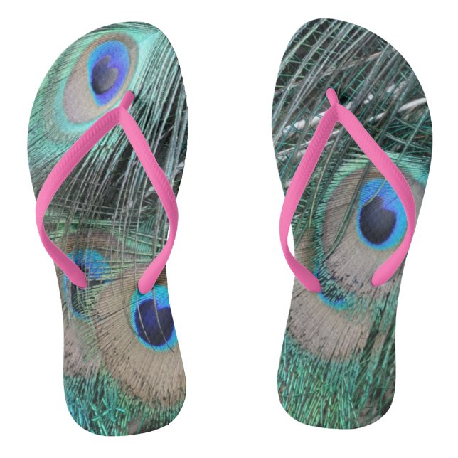 Pfau-Schwanz-Federn Flip Flops (Fußbett)