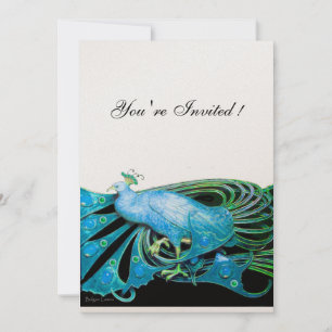 PFau schwarz, blau, gold metallisches Papier Einladung