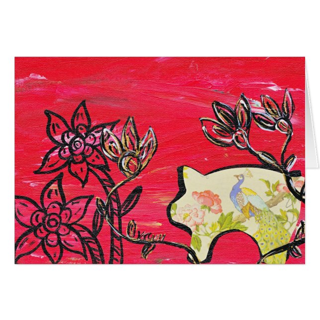 Pfau-Schwein-Karten (Vorderseite (Horizontal))