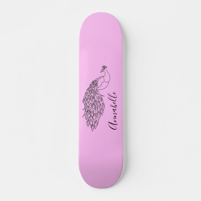 Pfau-Silhouette Benutzername Skateboard (Vorne)