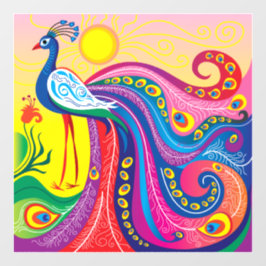 Pfau-Sonnenaufgang Fensteraufkleber