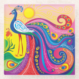 Pfau-Sonnenaufgang Glasuntersetzer