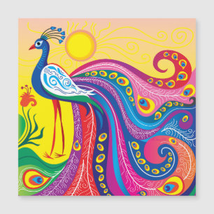 Pfau-Sonnenaufgang-Magnetkarte Magnetkarte