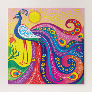 Pfau-Sonnenaufgang Puzzle