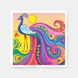 Pfau-Sonnenaufgang Serviette