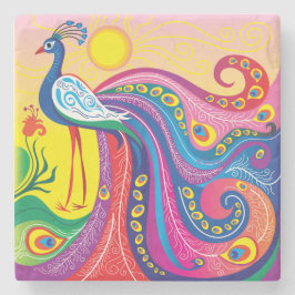 Pfau-Sonnenaufgang Steinuntersetzer