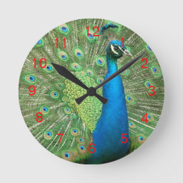 Pfau-Spreize-Uhr Red2 Runde Wanduhr