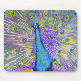 Pfau-Tanz lila und blau Mousepad
