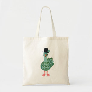 Pfau-Tasche Forest Green Folk Art Tragetasche