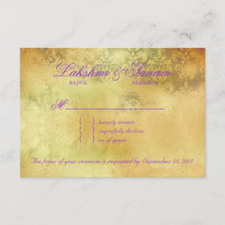 Pfau UAWG Wedding Repair Card Creme Lila RSVP Karte