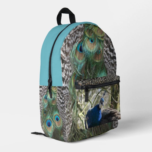 Pfau Überall im gedruckten Rucksack (Rückseitige Ecke links)