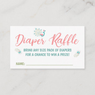 Pfau-und Babyfox-Windelraffle-Karten Begleitkarte